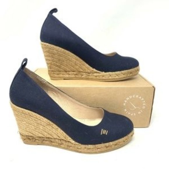 Viscata Shoes - NWT Viscata Marquesa Espadrille Navy Suede Wedge Pumps Size 8